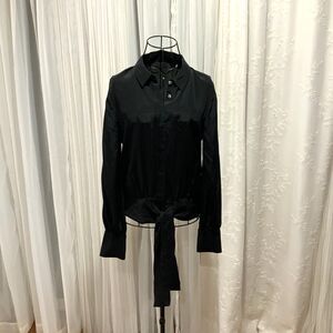 KOBI HALPERIN Bernadette Tie-Front Blouse Black Size S